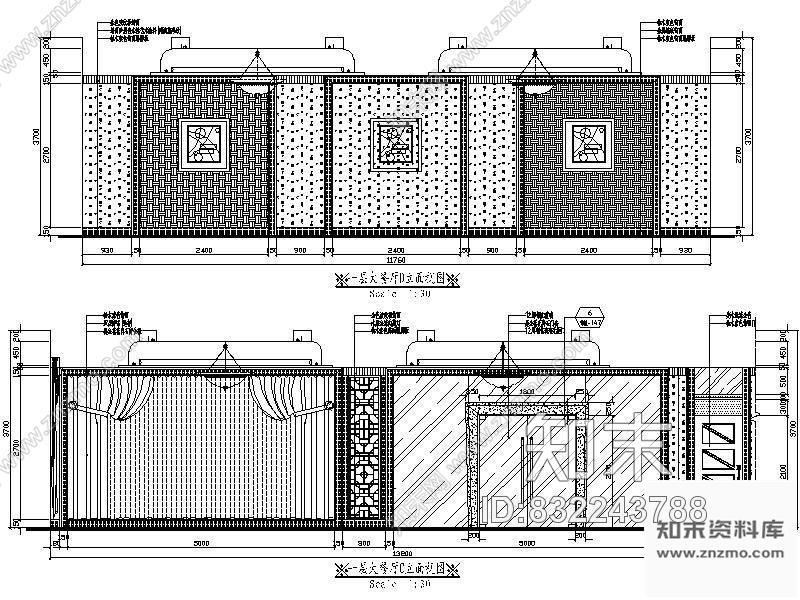 图块/节点大餐厅立面装修详图cad施工图下载【ID:832243788】