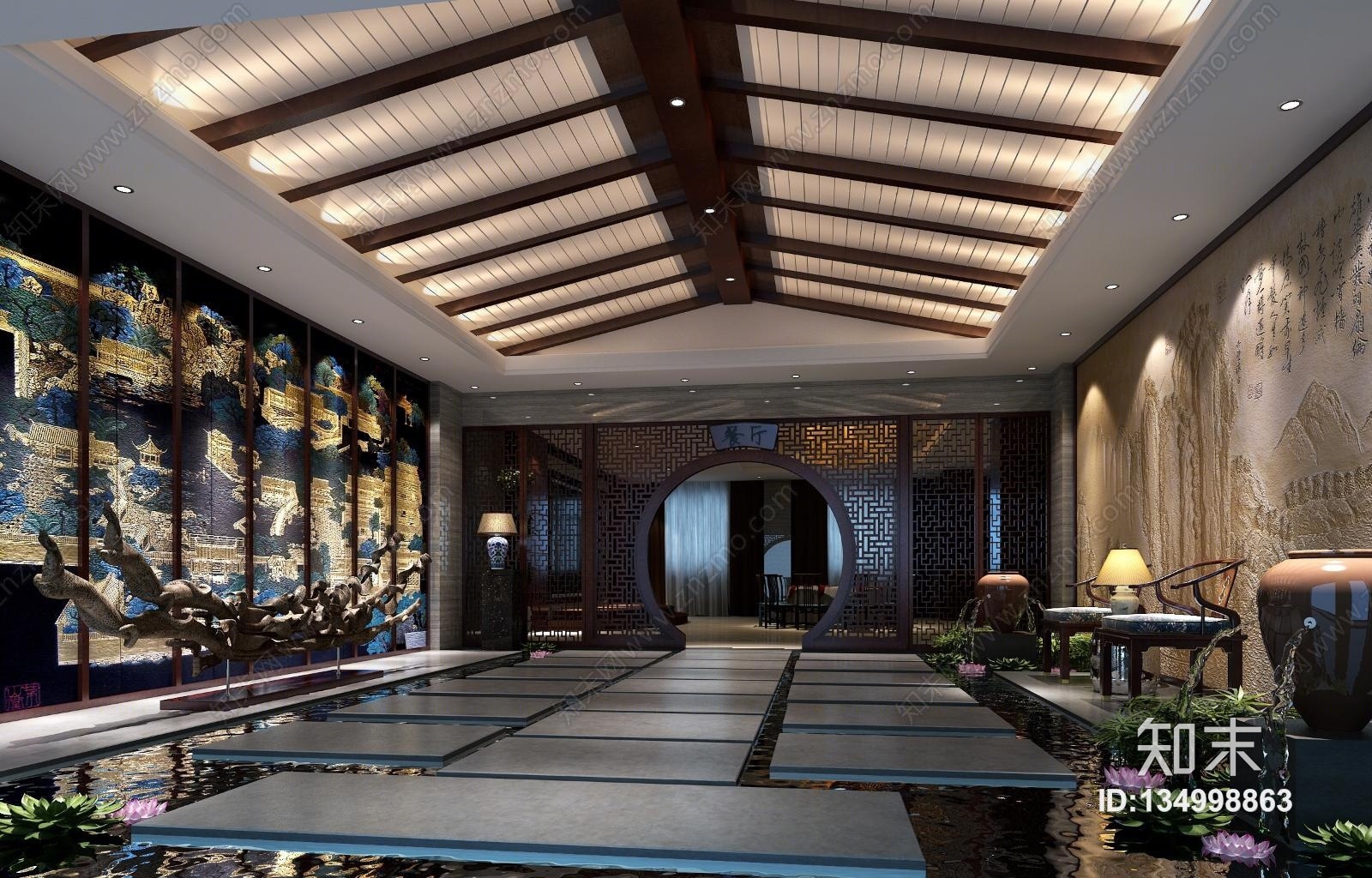 中式酒店接待大厅_知末案例馆