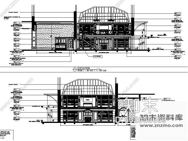施工图上海某酒店老楼宴会前厅改造室内装修图cad施工图下载【ID:532055669】
