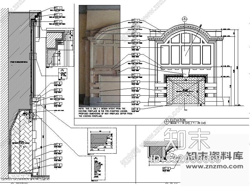 施工图上海某酒店老楼宴会前厅改造室内装修图cad施工图下载【ID:532055669】