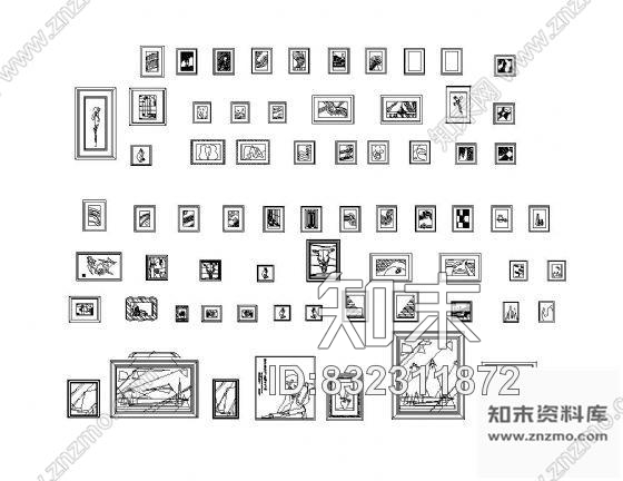 图块/节点装饰画图块集cad施工图下载【ID:832311872】