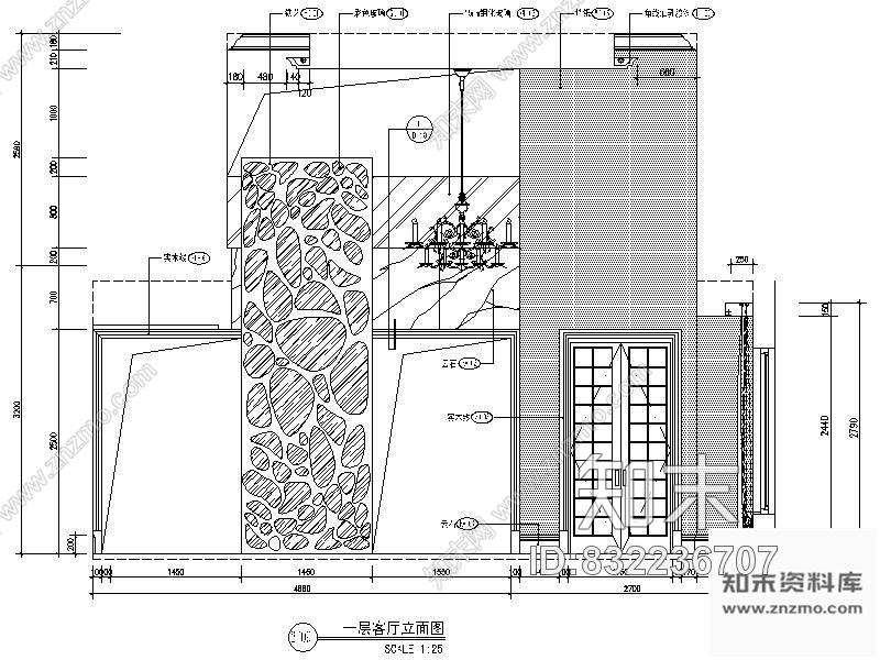 图块/节点豪华别墅客厅立面图cad施工图下载【ID:832236707】