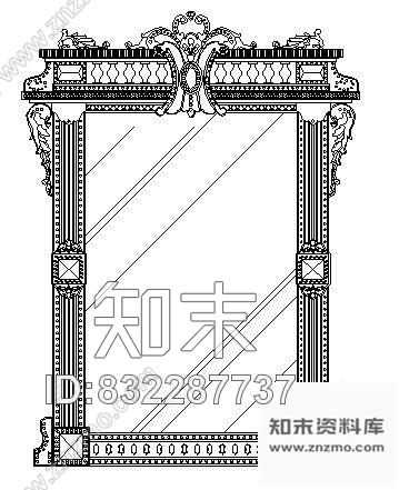 图块/节点欧式镜子cad施工图下载【ID:832287737】