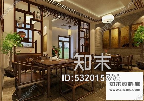 施工图绥中特色中式茶楼室内装修图含效果cad施工图下载【ID:532015586】