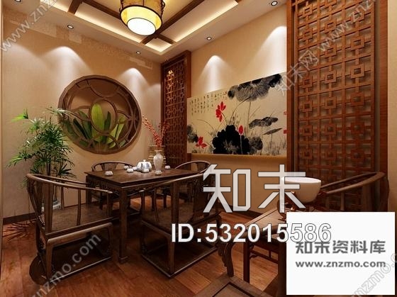 施工图绥中特色中式茶楼室内装修图含效果cad施工图下载【ID:532015586】