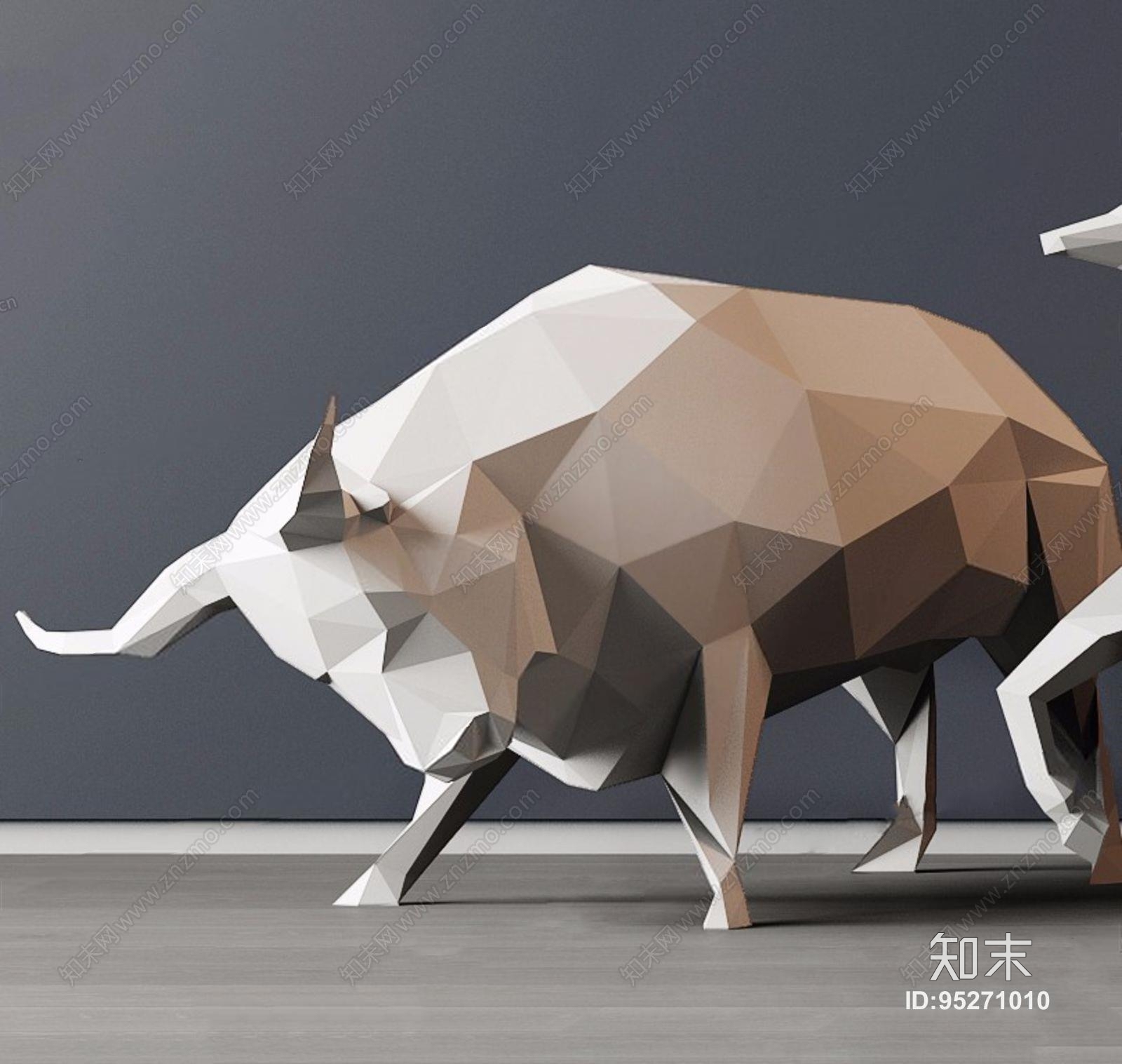 现代几何面动物摆件3d模型下载【id:95271010】