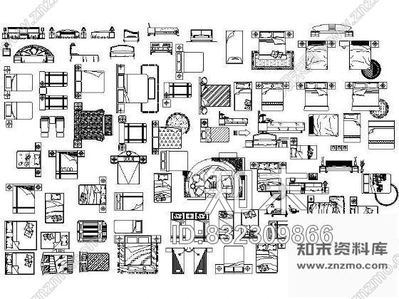 图块/节点卧室床图块集施工图下载【ID:832309866】
