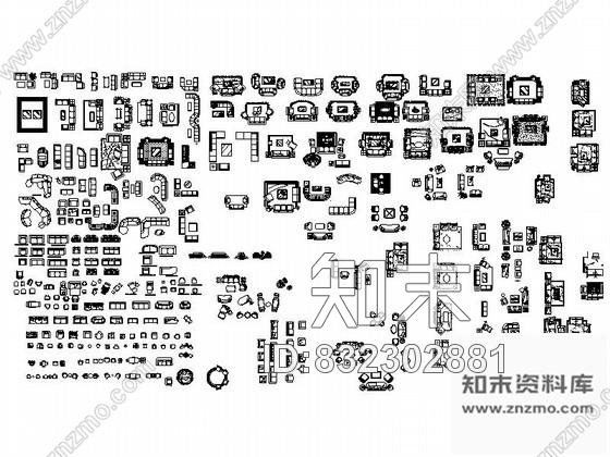 图块/节点超全客厅沙发CAD图块下载cad施工图下载【ID:832302881】