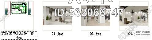 施工图南京160平日韩风格服装店装修CAD施工图含效果图cad施工图下载【ID:532066747】