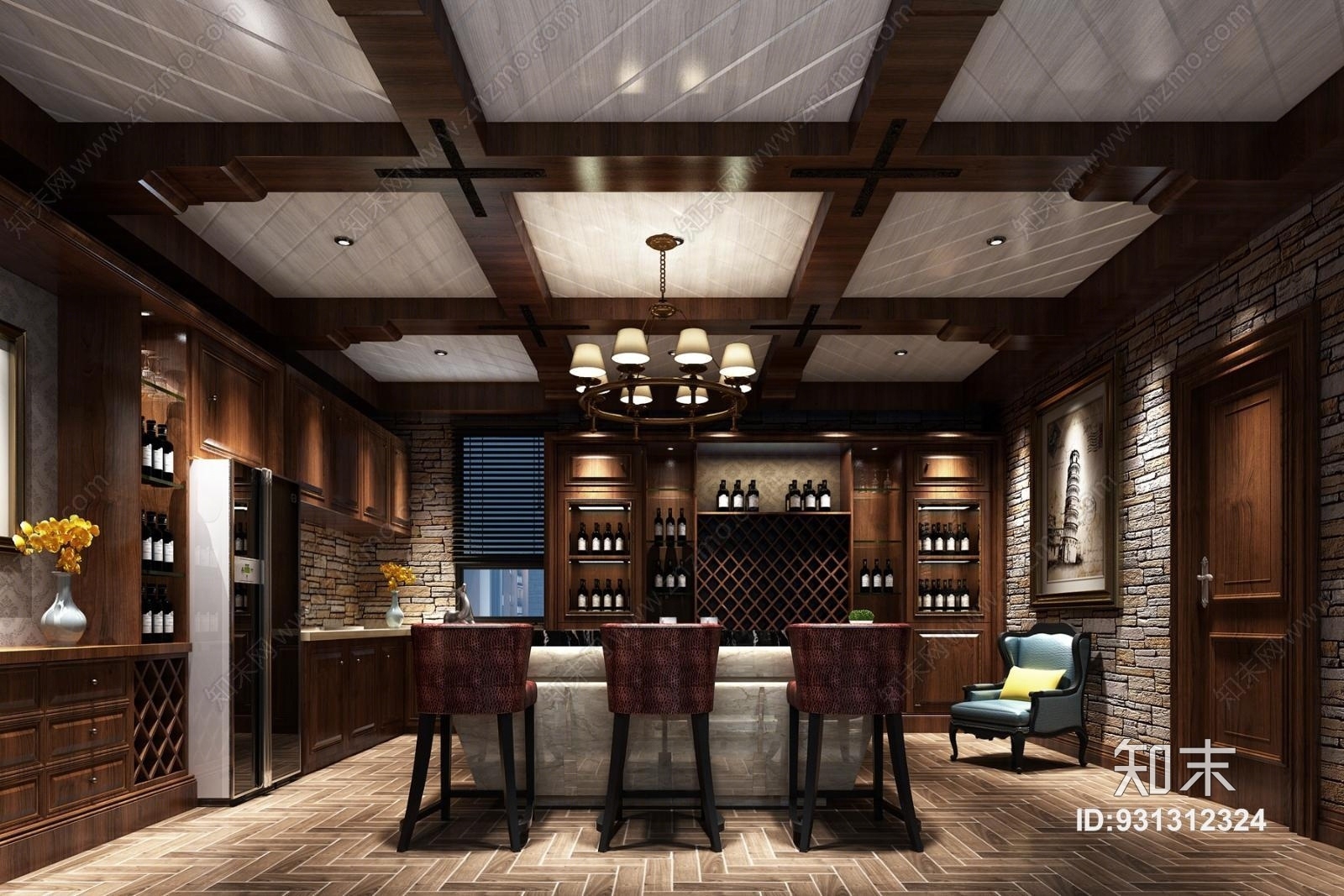 新中式酒窖3d模型下载【id:931312324】