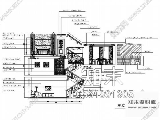 施工图新中式联排别墅室内装修图含实景cad施工图下载【ID:531991305】