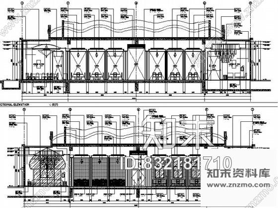 某现代海鲜餐厅主餐厅室内剖立面详图施工图下载【ID:832181710】