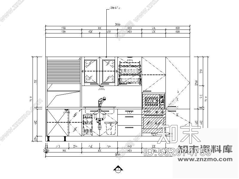 施工图广州某橱柜品牌展示专卖店室内装修图含实景施工图下载【ID:532074759】