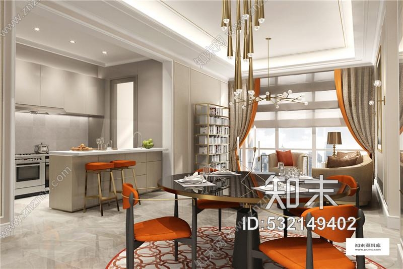上海朱周空间重庆凯德来福士公寓样板房丨效果图cad施工图下载【ID:532149402】