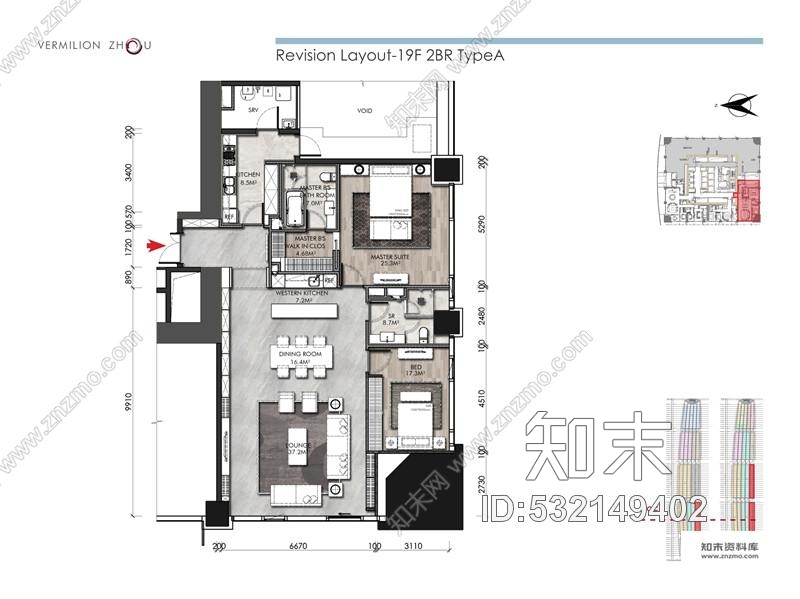 上海朱周空间重庆凯德来福士公寓样板房丨效果图cad施工图下载【ID:532149402】