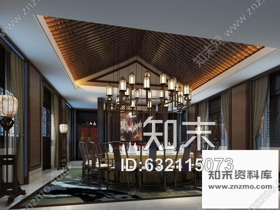 施工图现代中式贵宾宴会厅室内装修施工图含效果cad施工图下载【ID:632115073】