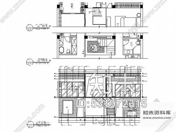 施工图精品现代简约风格两层别墅室内设计装修施工图含效果cad施工图下载【ID:531972315】