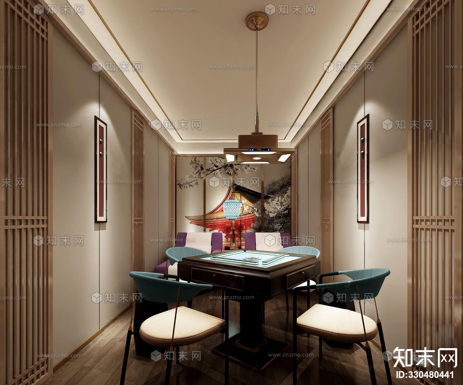 新中式棋牌室3d模型下载【id:330480441】