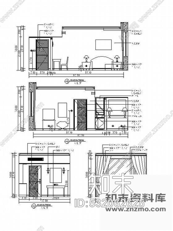 施工图豪华客房装修图cad施工图下载【ID:532062625】