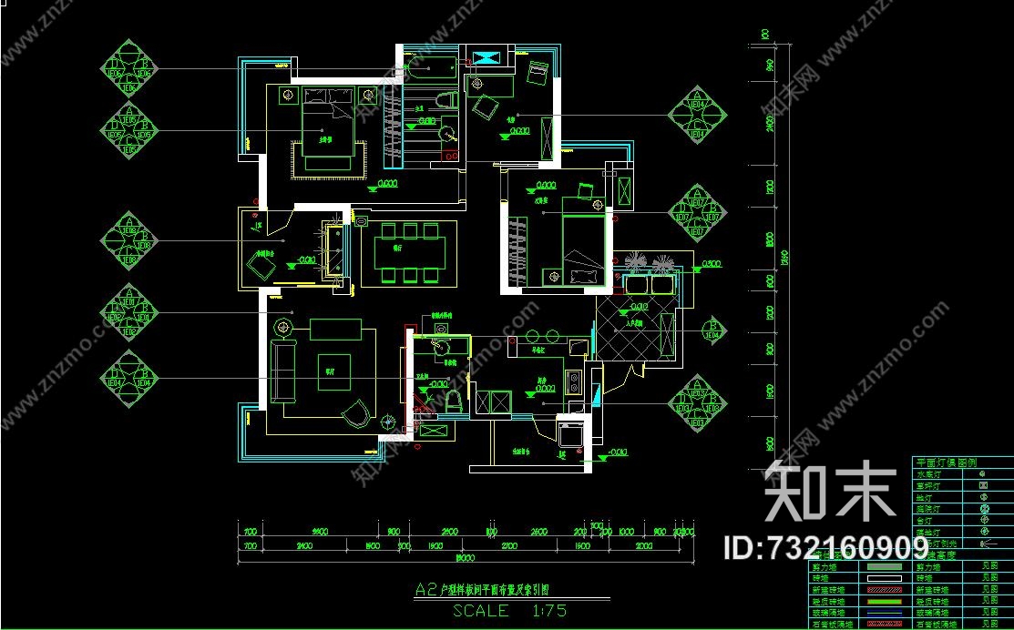 李益中一重庆130平方三房某小区样板房cad施工图cad施工图下载【ID:732160909】