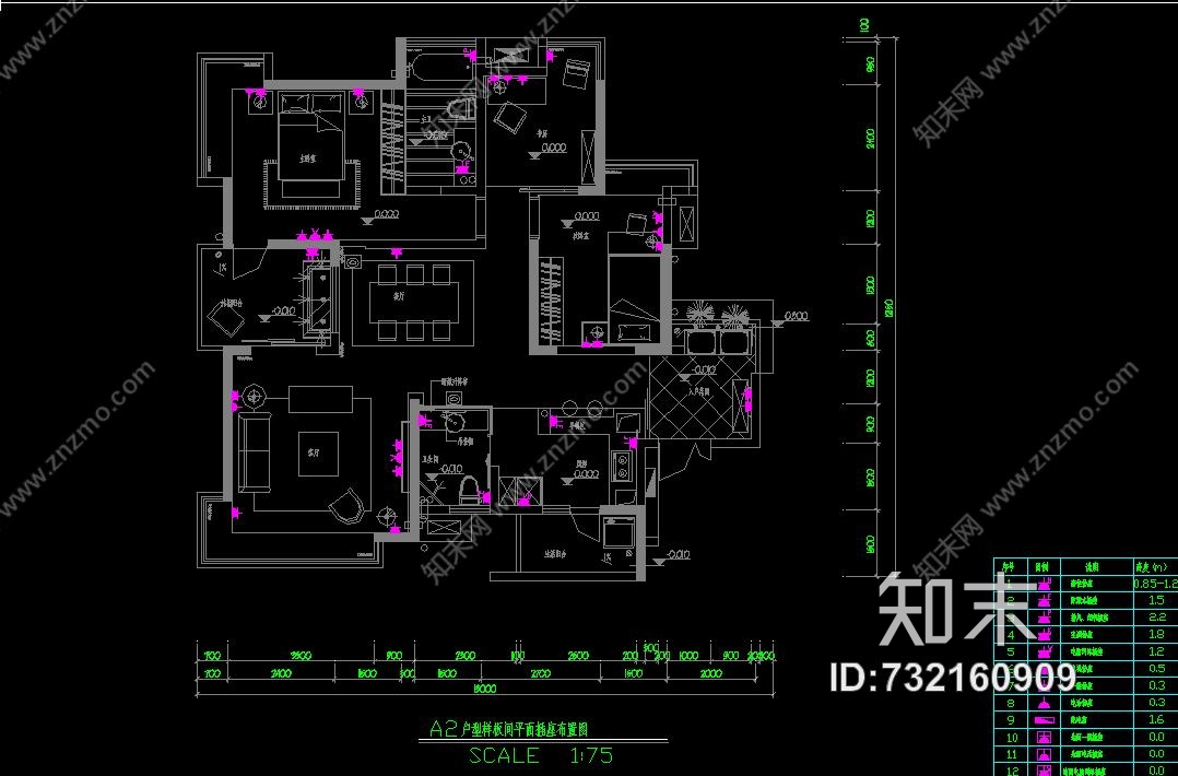 李益中一重庆130平方三房某小区样板房cad施工图cad施工图下载【ID:732160909】