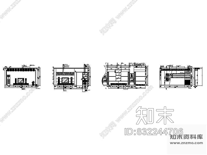 图块/节点电视背景墙立面图cad施工图下载【ID:832244706】