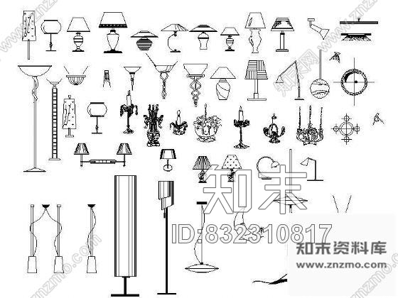 图块/节点家居常用灯具立面图块cad施工图下载【ID:832310817】