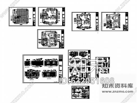 施工图西安某国际酒店豪华套房室内装修图cad施工图下载【ID:532051608】