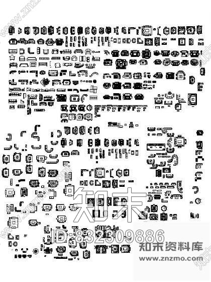 图块/节点沙发平面图块锦集cad施工图下载【ID:832309886】