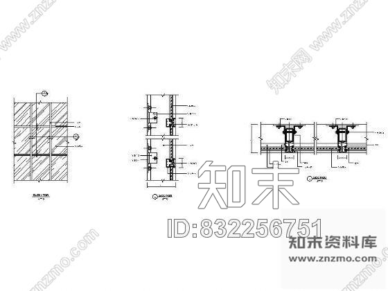 图块/节点玻璃幕墙详图三cad施工图下载【ID:832256751】