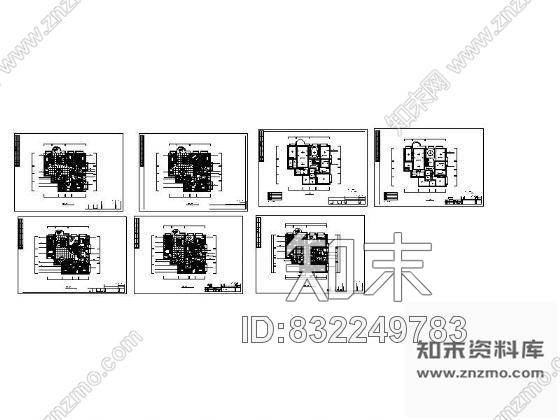 图块/节点四室多种方案平面cad施工图下载【ID:832249783】