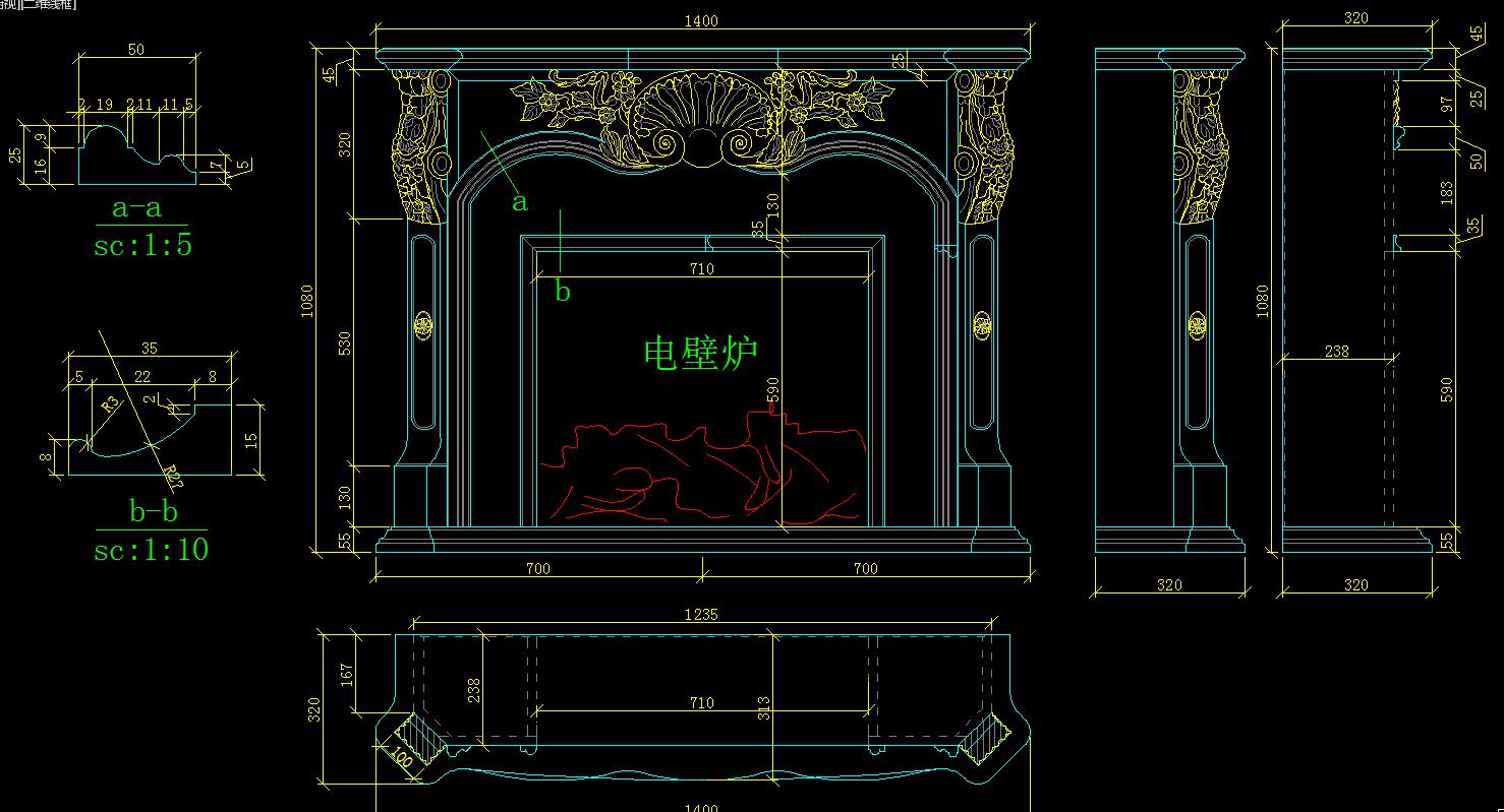 欧式壁炉设计深化cad施工图下载