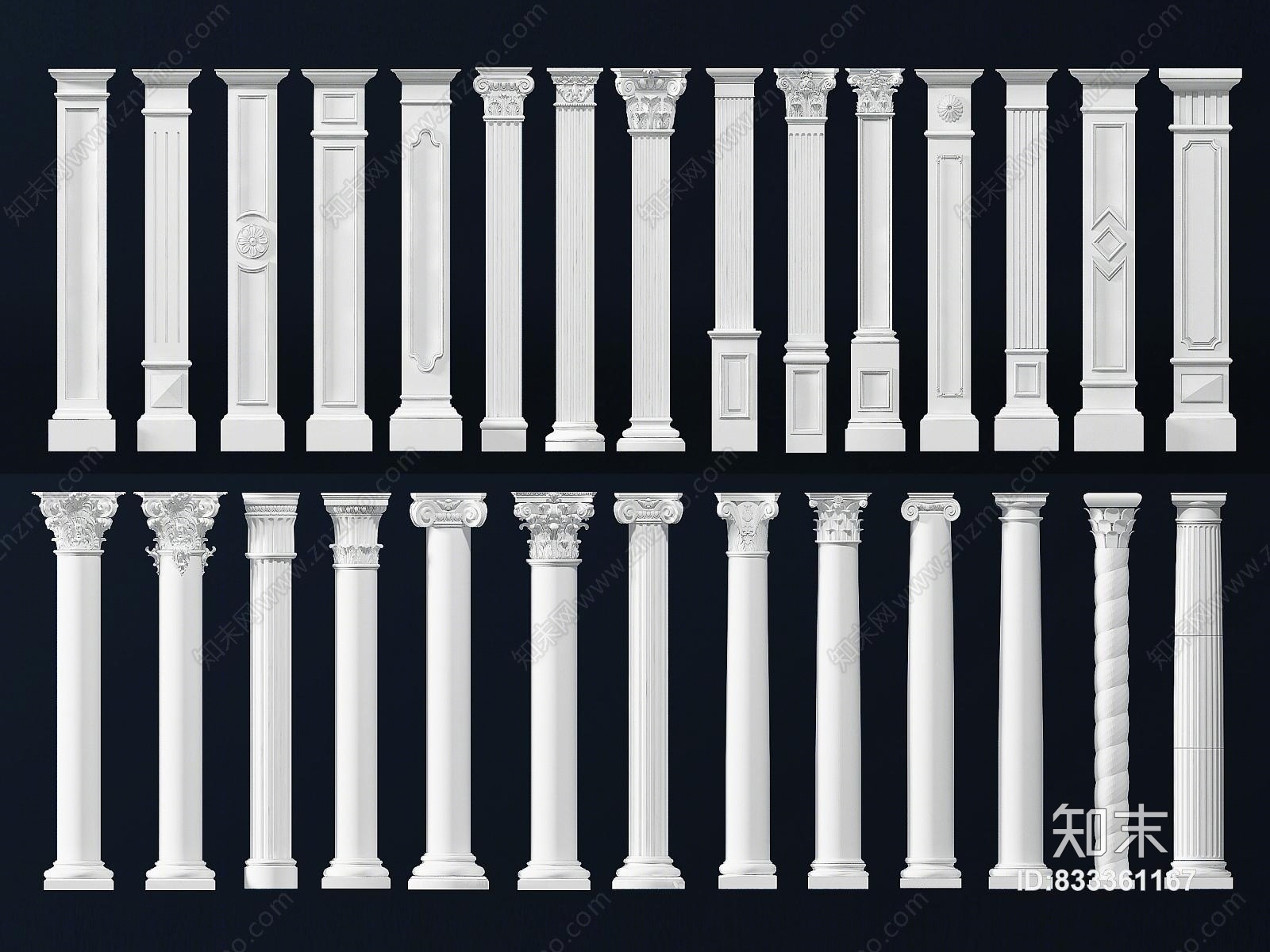简欧罗马柱3d模型下载