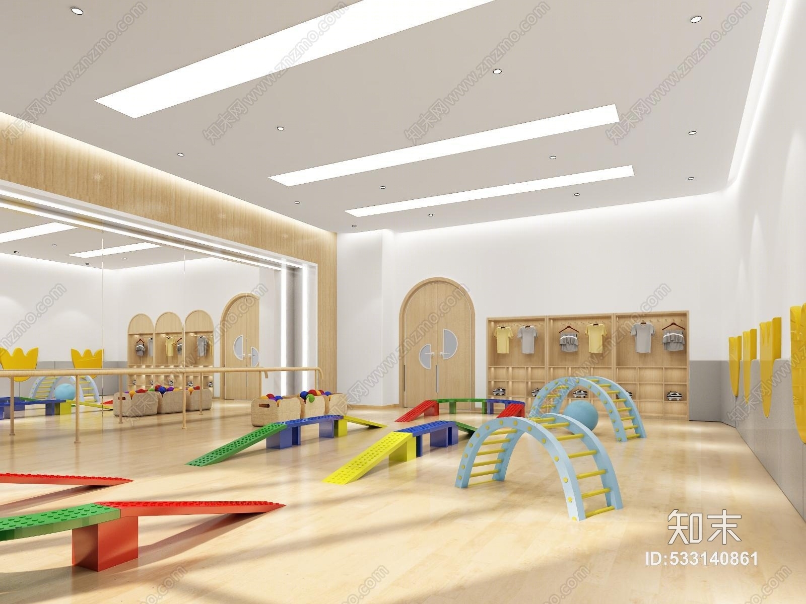 现代幼儿园感统教室3d模型下载【id:533140861】