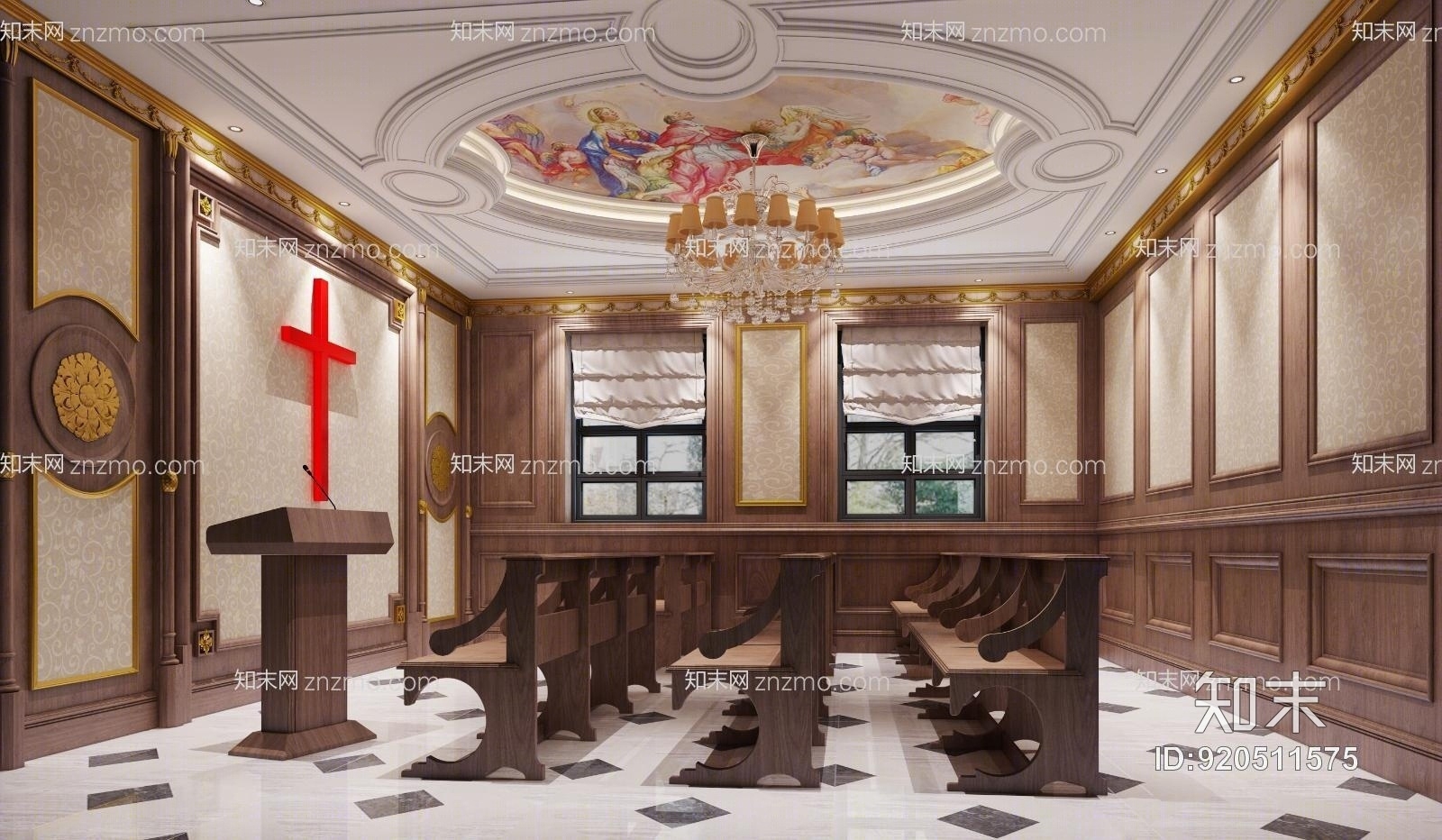 欧式古典教堂3d模型下载【id:920511575】