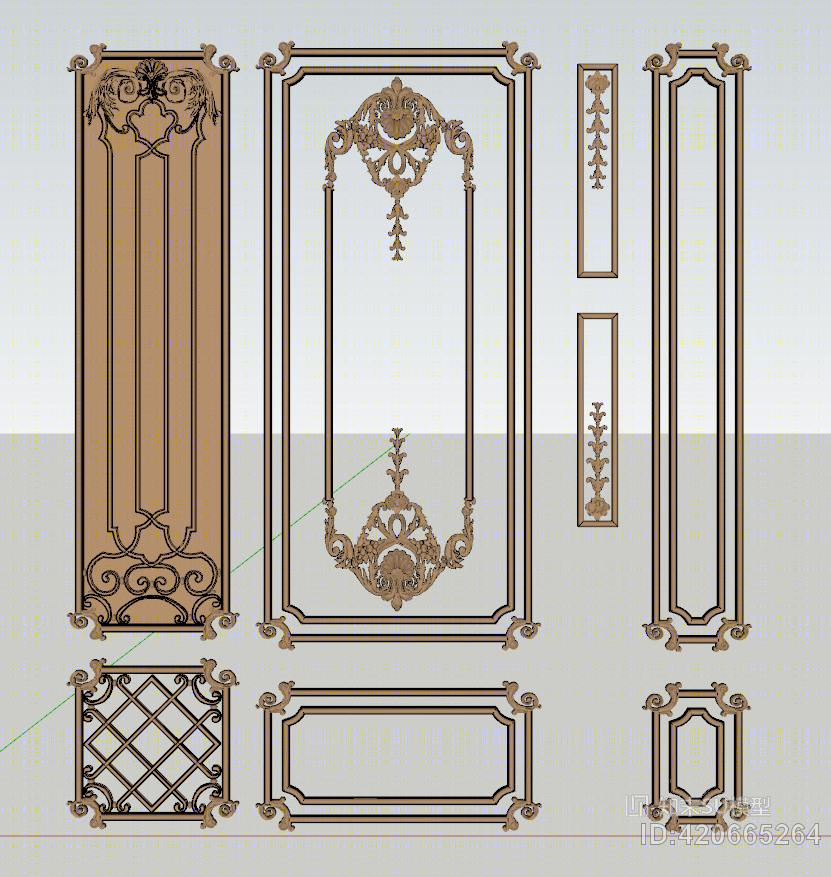 欧式法式浮雕板大理石木有雕花造型su模型下载【id:420665264】