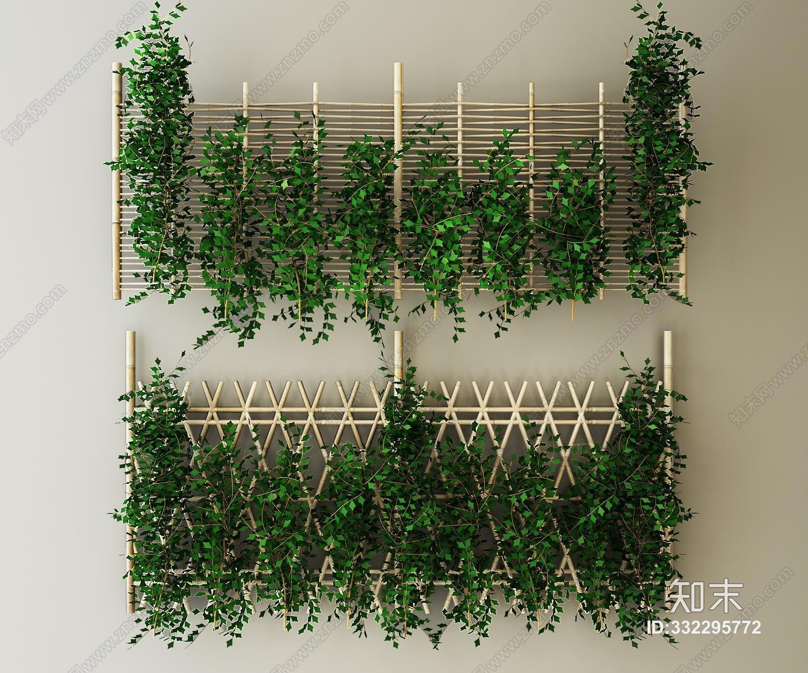 新中式竹子绿植篱笆墙3d模型下载【id:332295772】