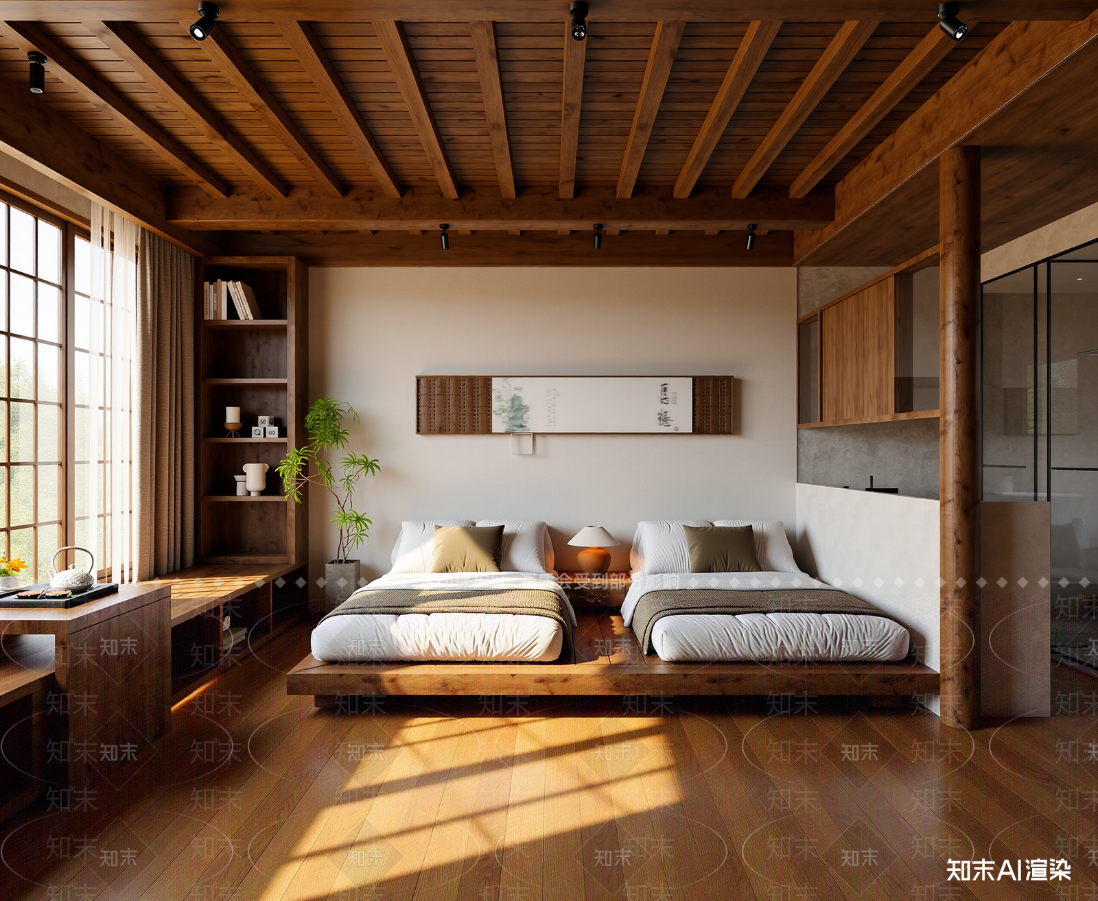 侘寂榻榻米卧室3D模型下载【ID:1214976536】