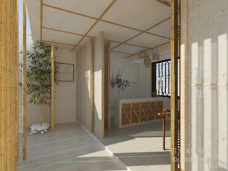 新中式风格其他展厅SU模型下载【ID:250244903】