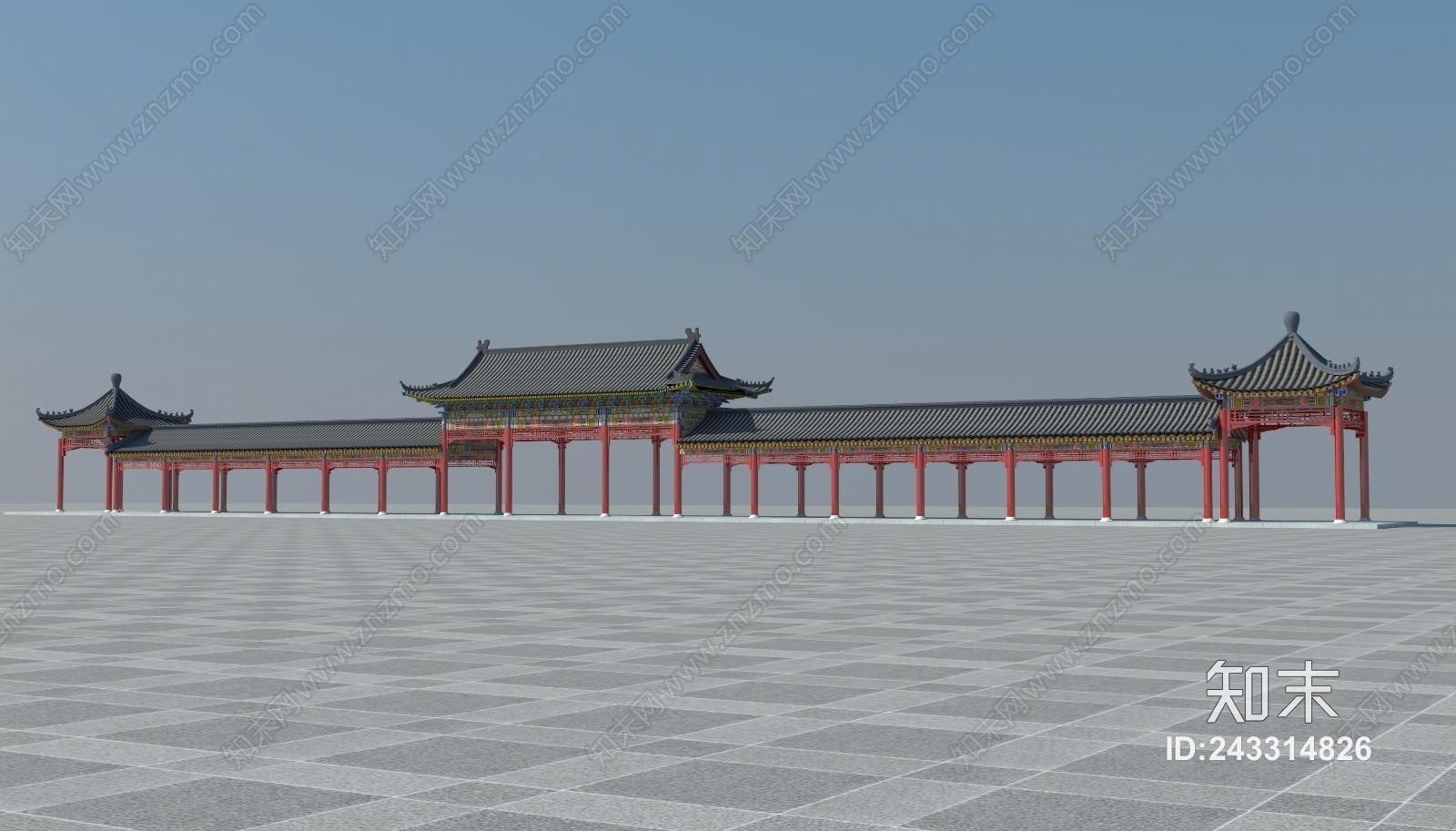 中式长廊3D模型下载【ID:243314826】