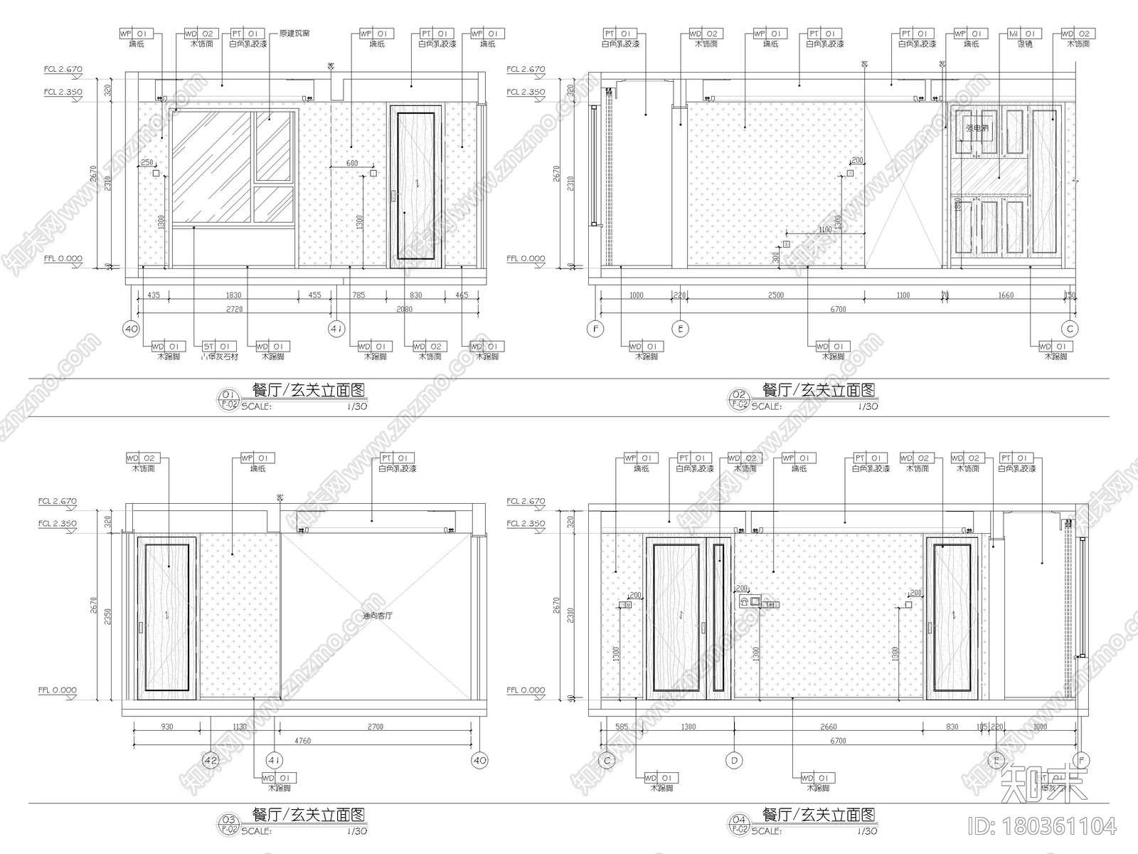 ​[济南]130㎡三居室家装样板房装修施工图施工图下载【ID:180361104】