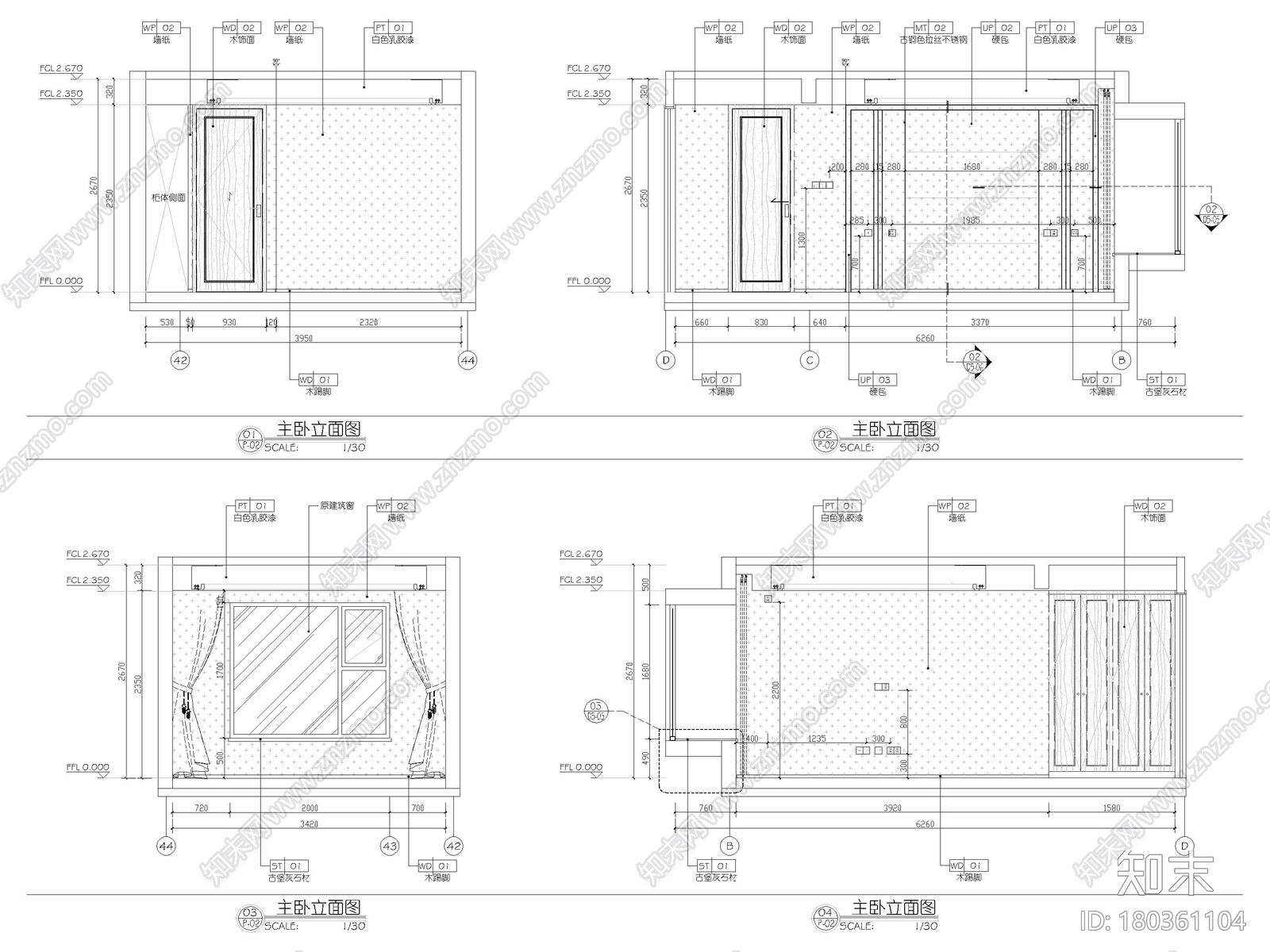 ​[济南]130㎡三居室家装样板房装修施工图施工图下载【ID:180361104】