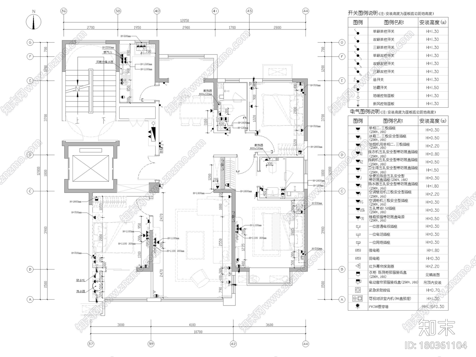 ​[济南]130㎡三居室家装样板房装修施工图施工图下载【ID:180361104】