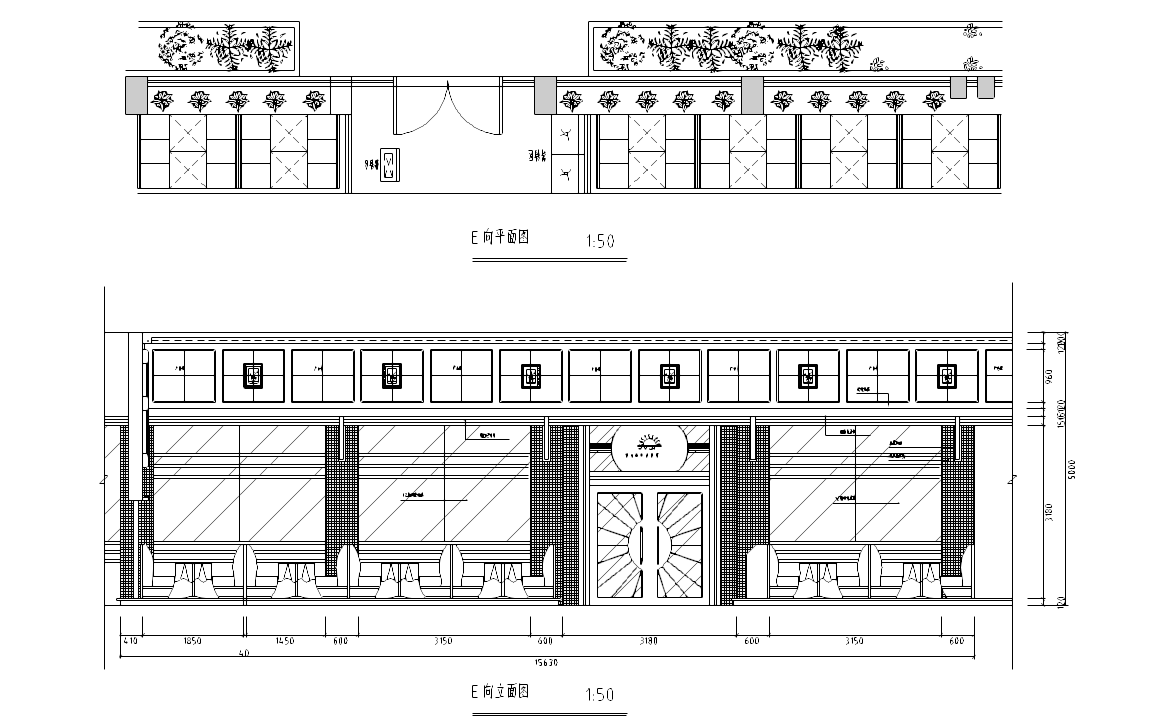 [广东]佛山银太阳高档中餐厅装修施工图cad施工图下载【ID:161759179】