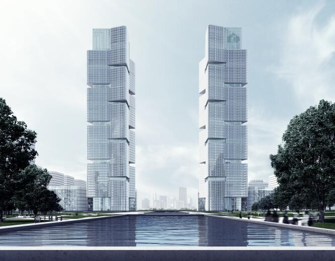 ​[河南]郑州绿地中央广场现代风高层综合体办公建筑设...cad施工图下载【ID:165423133】