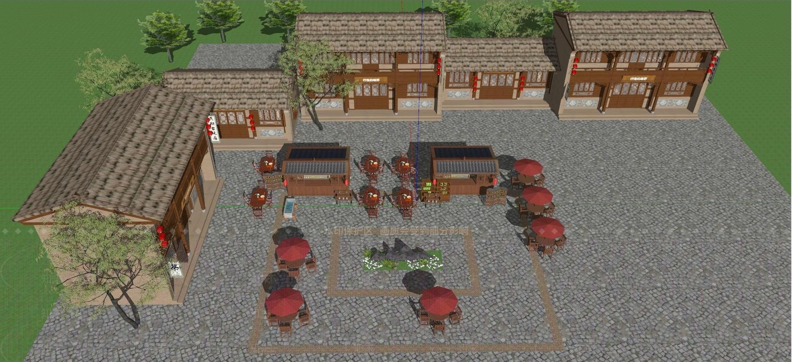 新中式步行街SU模型下载【ID:1111437855】