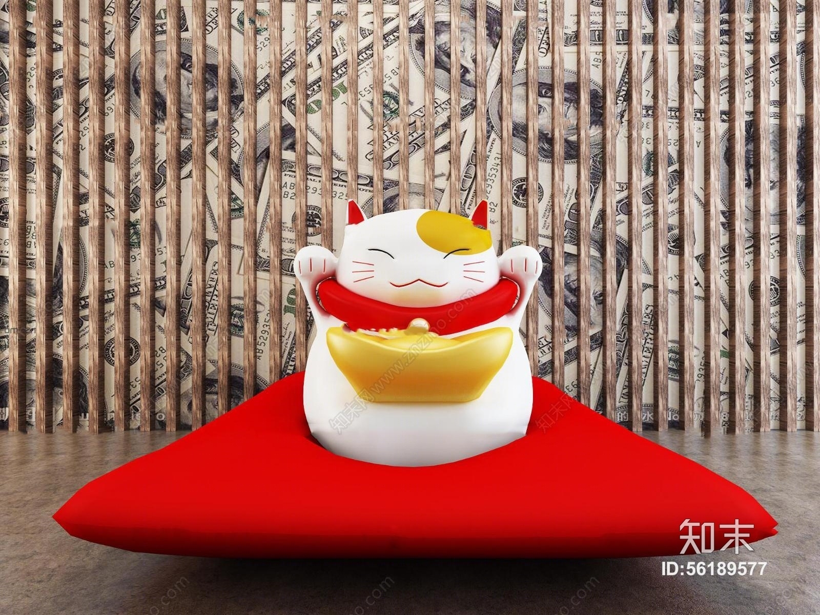 现代招财猫摆件3D模型下载【ID:56189577】