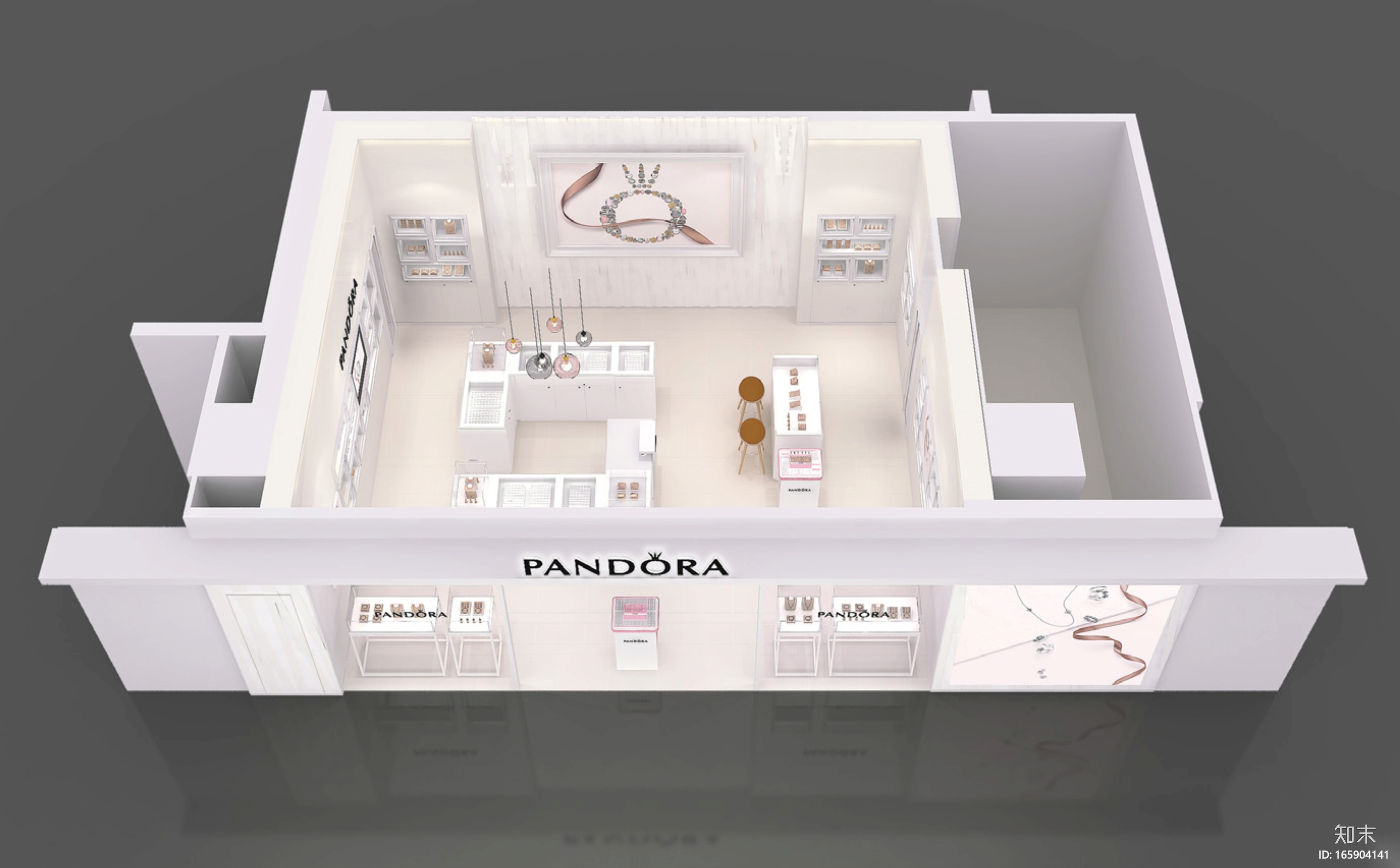 [上海]62㎡Pandora珠宝专卖店设计施工图cad施工图下载【ID:165904141】