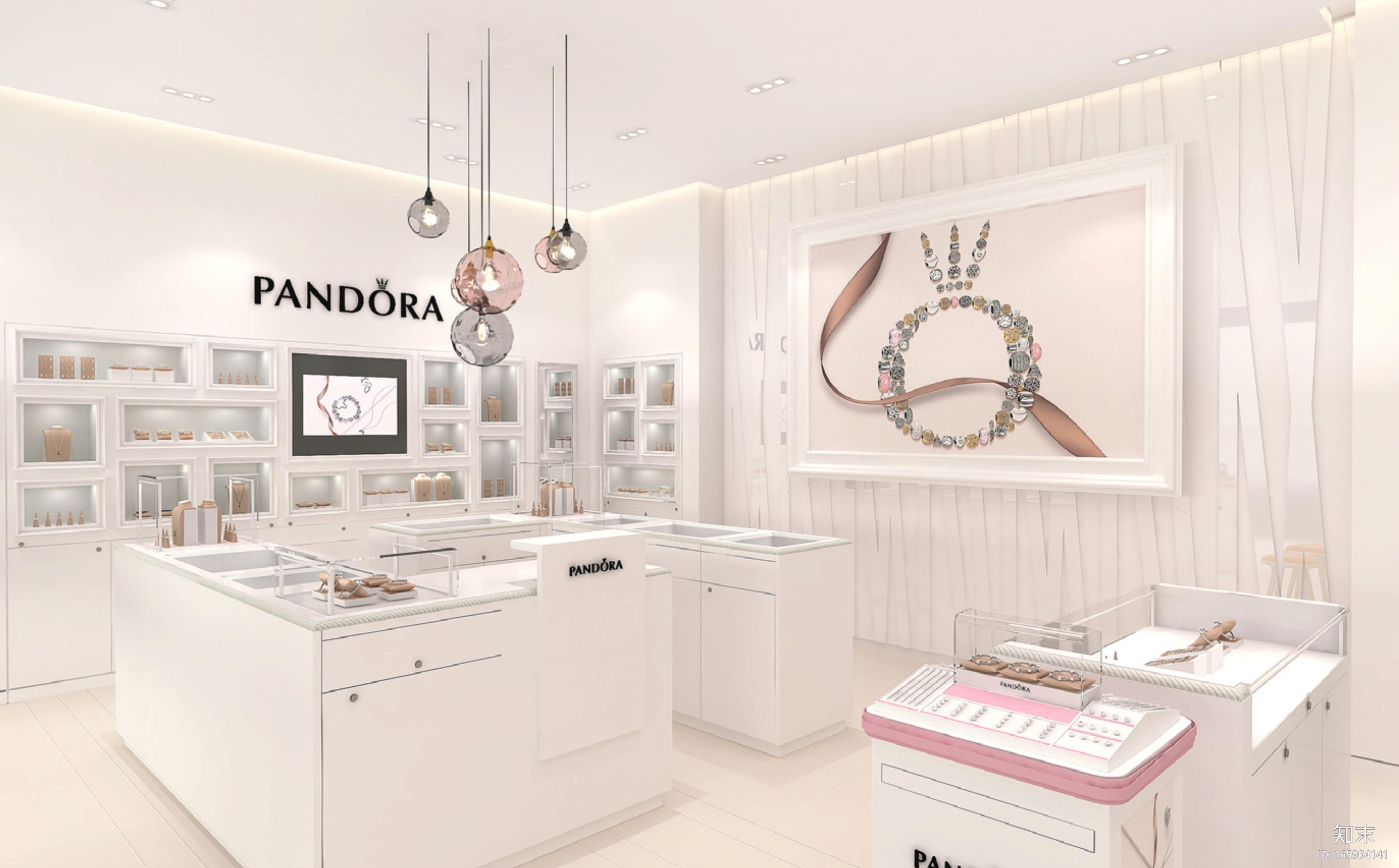 [上海]62㎡Pandora珠宝专卖店设计施工图cad施工图下载【ID:165904141】