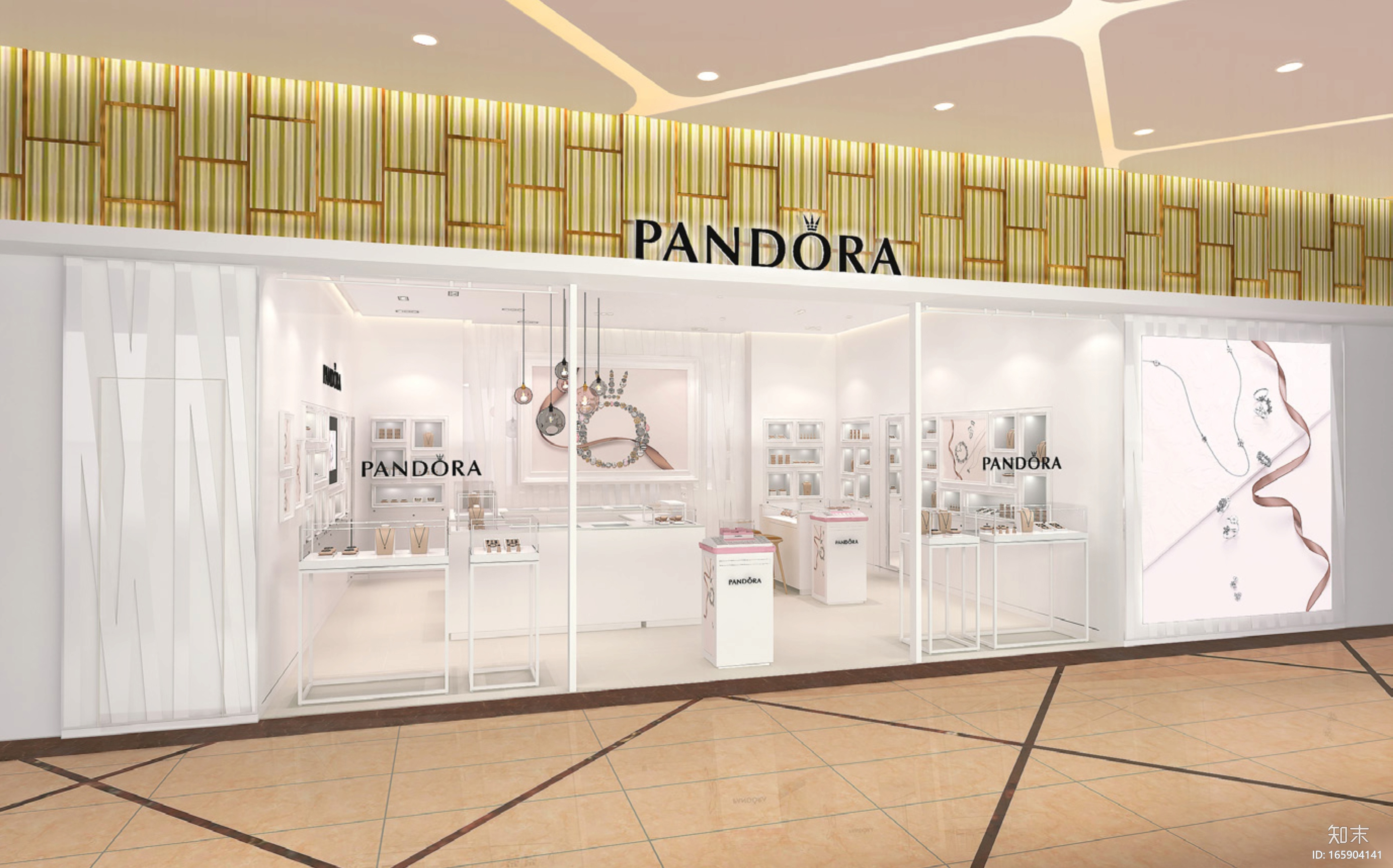 [上海]62㎡Pandora珠宝专卖店设计施工图cad施工图下载【ID:165904141】
